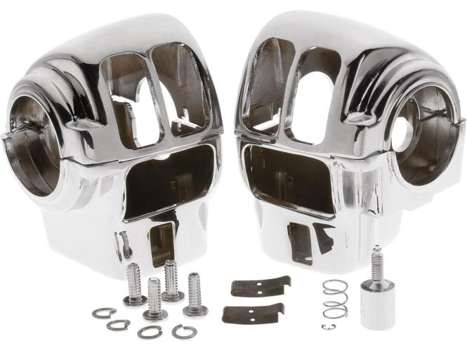 Custom Chrome Handlebar Switch Housings for 96-06 Touring Models with Radio (No Cruise Control) in Chrome Finish (652016)