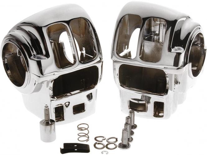 Custom Chrome Handlebar Switch Housings for 96-06 Touring Models with Radio and Cruise Control in Chrome Finish (652017)
