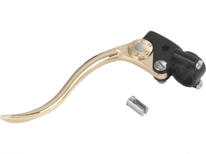 Kustom Tech Deluxe Line Clutch Lever Assembly In Polished Black Aluminium & Brass Finish (20-360)