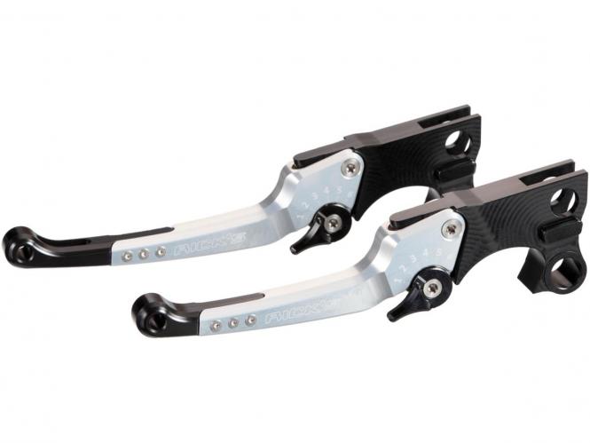 Ricks Motorcycles Good Guys Adjustable Levers In Black Silver Anodized For 2021-2023 Touring With Cable Clutch (85-3060000-S)