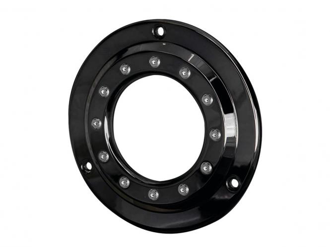 Ricks Motorcycles Bull Eye Clutch Cover in Black Gloss Finish For 1984-1998 Evolution Models With 3-Hole Derby Cover (50-0000082-SG)