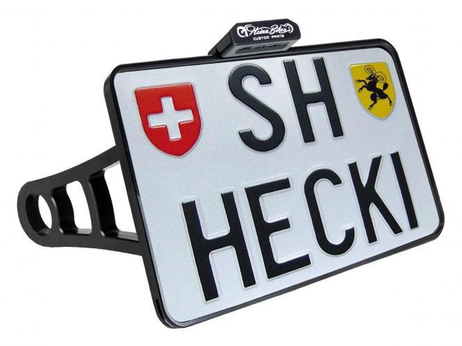 Heinz Bikes Side Mount License Plate 180mm x 140mm CH With Tag Light in Black Finish For 2005-2020 XL Models (913196)