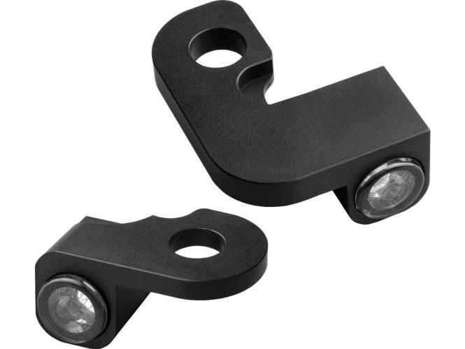 Heinz Bikes NANO Series LED Turn Signals H-D Handlebars in Black Finish With Position Light For 2000-2014 Softail (Except Breakout And S With Hydraulic Clutch) Models (HBTSN-FL-14-PL)